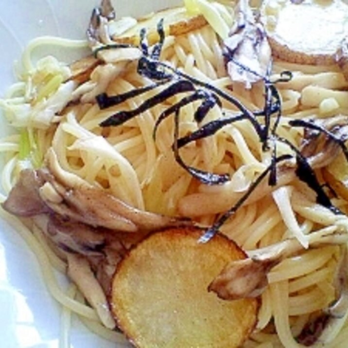 柚子こしょう＆キノコ＆じゃがいものパスタ